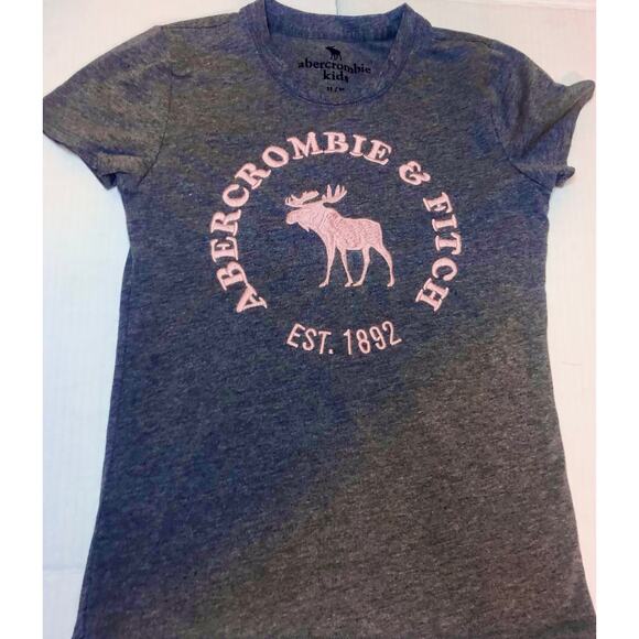 Ambercrombie Kids Girls T Shirt Grey/Pink Moose Size 11/12 EUC - Picture 1 of 4